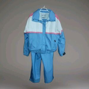 Vintage Skyr Blue 2 Piece Gore-Tex Ski Snow Suit Jacket 12 Pants 14 Barbie 80s